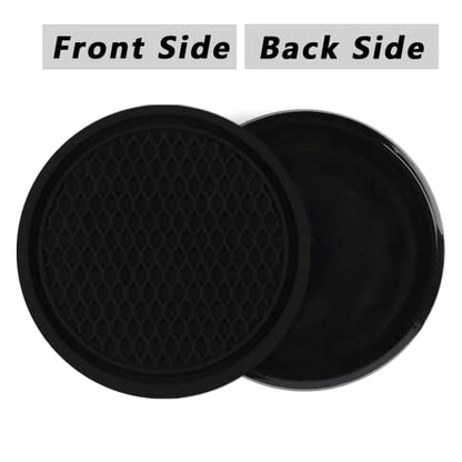 ZSDY Car Cup Coaster, 4PCS Universal Auto Non-Slip Cup Holder Embedded in Ornaments Coaster, Car Interior Accessories Sets, Black - color: Black