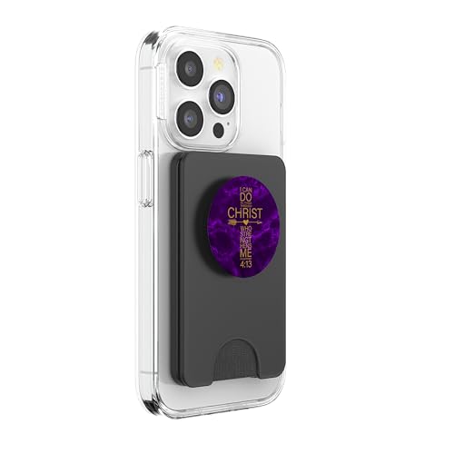 Philippians 4:13 Cross Christian Gifts Women Heart Purple PopSockets PopWallet for MagSafe - style: Magnetic PopWallet