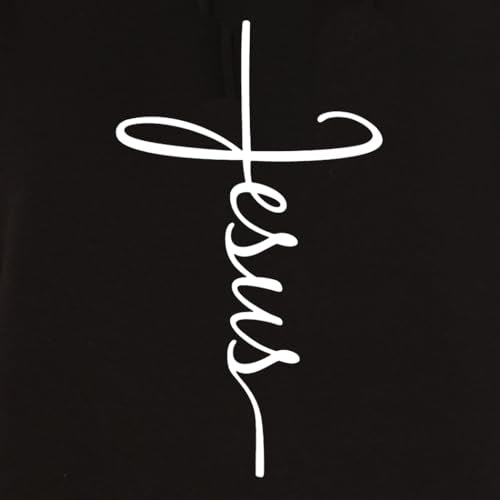 Jesus Cross Christian Pullover Hoodie for Men Women, Inspirational Gift - color: Black, size: 4X-Large