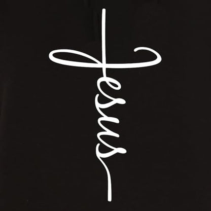 Jesus Cross Christian Pullover Hoodie for Men Women, Inspirational Gift - color: Black, size: 3X-Large