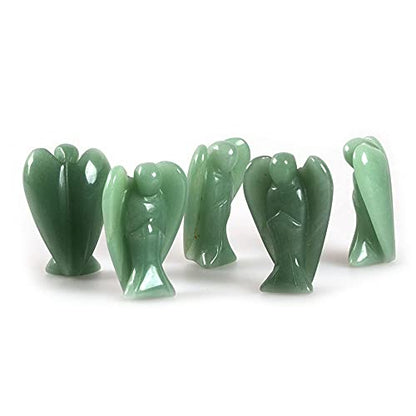 Justinstones Carved Green Aventurine Gemstone Peace Angel Pocket Guardian Angel Healing Statue 2 inch - color: Green Aventurine