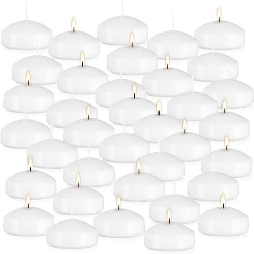 36 Packs 3-Inch unscented White Floating Candles - Ideal for Weddings, Pool Party, Holiday Centerpieces and Events - Odorless, Drip-Free, Long Lasting Burn Time - color: 36Pack-white floating