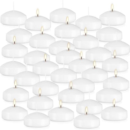 36 Packs 3-Inch unscented White Floating Candles - Ideal for Weddings, Pool Party, Holiday Centerpieces and Events - Odorless, Drip-Free, Long Lasting Burn Time - color: 36Pack-white floating
