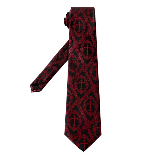 Men's 3.27 Inch (8.3CM) Christian Jesus Easter Novelty Tie Gift Box - color: Black-cross+paisley