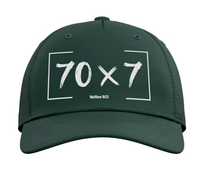 Christian Bible Verse Forgiveness Forgive Matthew 18:22 Gift Adjustable Baseball Hat - color: Dark Green