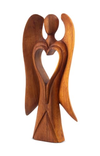 G6 Collection Wooden Handmade Abstract Statue, Guardian Angel Figurine 12" - style: Angel of Love