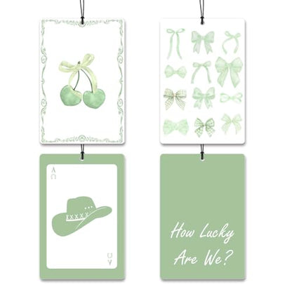 4 Pcs Car Air Fresheners,Sage Green Bow Western Car Accessories - color: greenbow