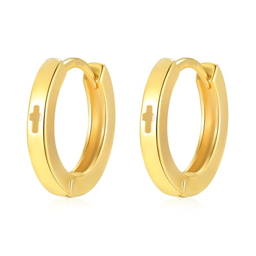 Mini Hollow Cross Small Huggie Hoop Earrings for Women