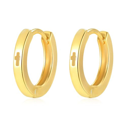 Mini Hollow Cross Small Huggie Hoop Earrings for Women