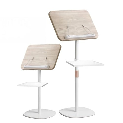 Lectern Podium Stand with Storage Tray, 16.5"–51" Height Adjustable - color: White
