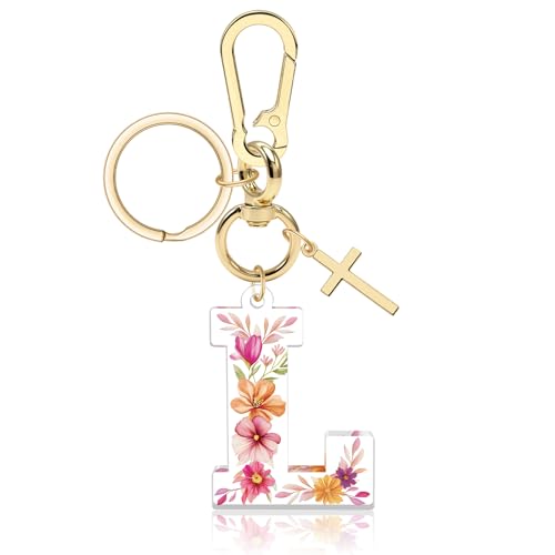 Vadaka Initial Keychain for Women Girls Initial Letter Keychains for Backpack Christian Religious Birthday Gift for Women - color: Letter_l