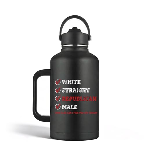 Fathers Day Dad Gifts - Funny Gifts for Men 64 oz Water Bottle with Handle, Political Gift for Proud Republicans Mug Republican Patriotic Gift For Dad Father Grandpa Political Black Tumbler - color: Black