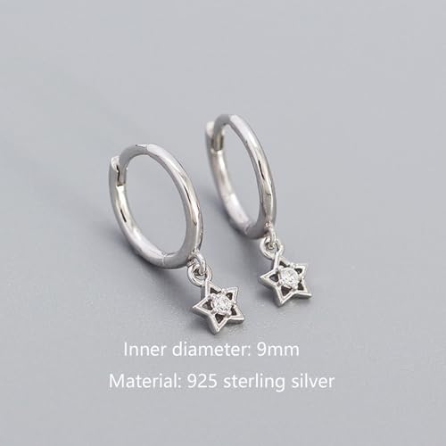 925 Sterling Silver Dangle Earrings Heart Star Cross Drop Earrings Dainty Gold Trendy Cute Earrings for Women - color: Star, silver