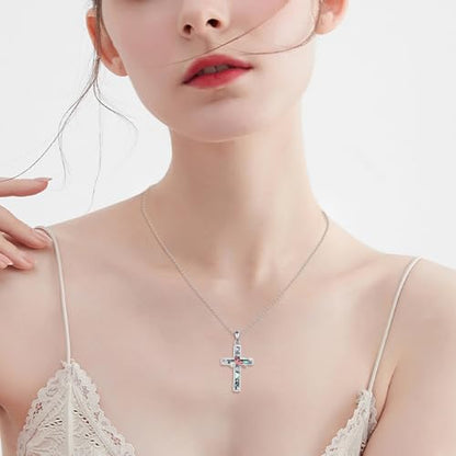 YFN Cross Necklace Sterling Silver Religious Cross Pendant Jewelry Christian Gifts for Women Men - style: F. Red Cardinal