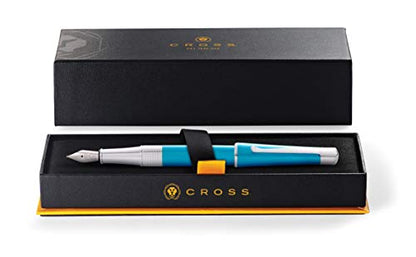 Cross Beverly Refillable Fountain Pen, Medium Nib, Includes Premium Gift Box - Translucent Teal Lacquer - color: Translucent Teal Lacquer, style: Fountain Pen
