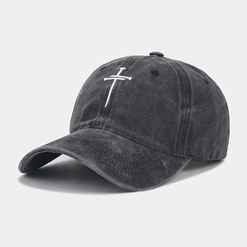 Quanhaigou Baseball Cap Dad Hat Adjustable Fashion Hats for Men Women Polo Trucker Unisex Style Headwear - color: Black Cross