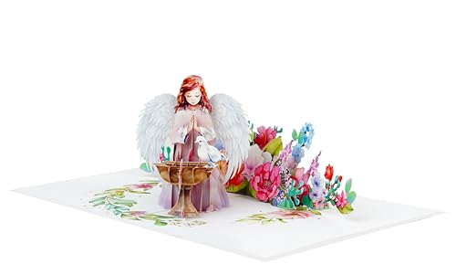 Guardian Angel Sympathy Cards with Envelopes, 3D Get Well Pop Up Cards for Women, Funeral Bereavement Memorial Christmas With Angel (6x8in Pray Angel) - color: Easter Angel