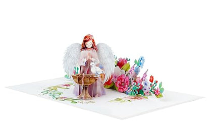 Guardian Angel Sympathy Cards with Envelopes, 3D Get Well Pop Up Cards for Women, Funeral Bereavement Memorial Christmas With Angel (6x8in Pray Angel) - color: Easter Angel