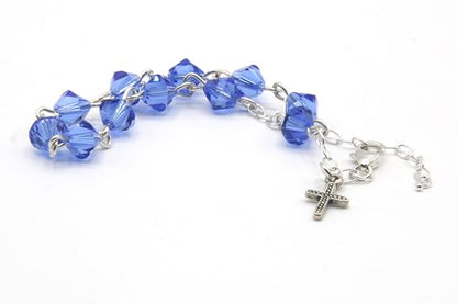 Catholic Communion Rosary Bracelet Created with Swarovski® Crystals, Glass - color: Sapphire - September