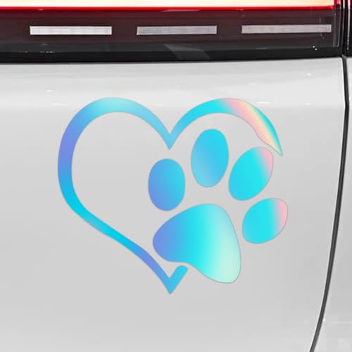 Pet Dog Paw Print Sticker, Car Window Decals, Dog Paw Love Heart Vinyl Car Decal, Auto Exterior Decoration Accessories Reflective Self-Adhesive Stickers for Window Laptop Wall - color: Colorful2