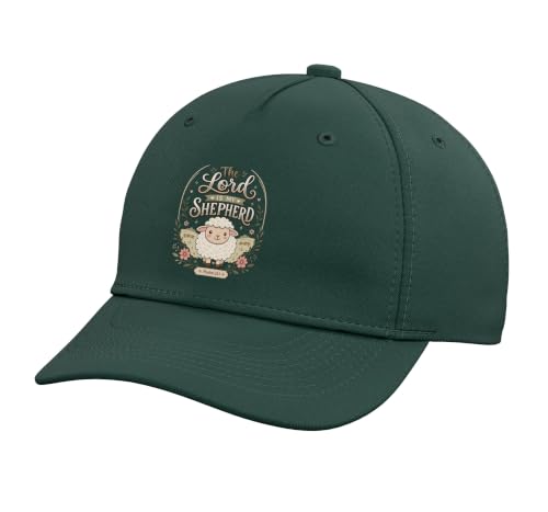 Christian Bible Verse The Lord is My Shepherd Psalm 23 Adjustable Baseball Hat - color: Dark Green