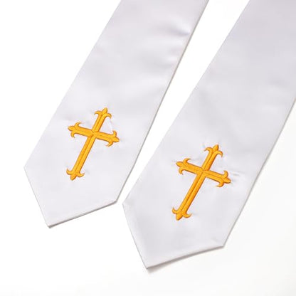 Clergy Stole & Choir Stole with Embroidered 60/72" - color: White, size: 60 inch