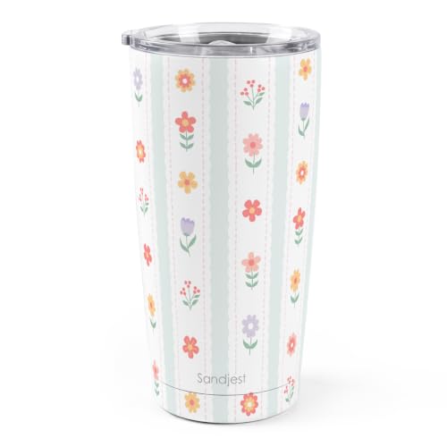 SANDJEST Floral Tumbler 20oz, Stainless Steel Travel Cup with Lid, Insulated Coffee Mug, Floral Gifts for Women Girls Friends Sisters on Birthday Christmas - color: Floral 1