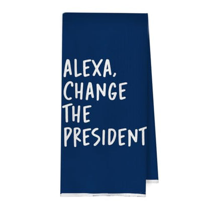 Funny Political Kitchen Towels - Change the President Waffle Weave Dish Towels, Funny Kitchen Bathroom Decor, House Warming Gifts, Changing Towel, 16×24 Inches- Blue - color: Blue