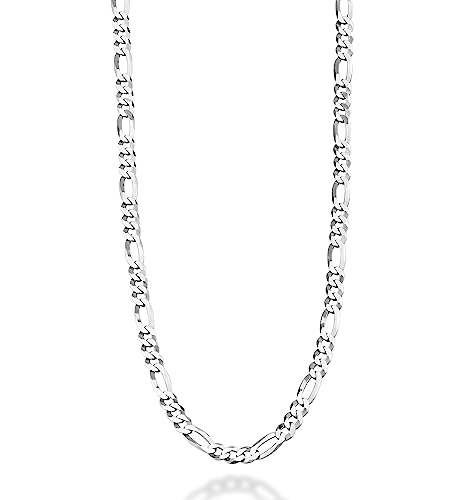 Miabella Italian 925 Sterling Silver 5mm Figaro Chain Necklace Men Women - style: Length 18 Inch
