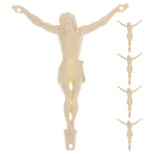 Luxshiny DIY Jesus Statue Decoration 3.93 Inch Christian Crucifix Wall Cross Figurines Set of 5 for Home and Office Religious Craft Ornament