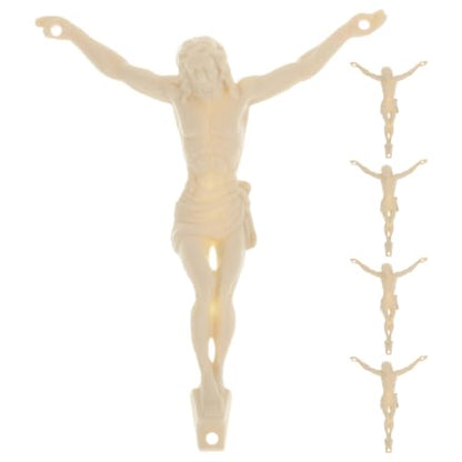 Luxshiny DIY Jesus Statue Decoration 3.93 Inch Christian Crucifix Wall Cross Figurines Set of 5 for Home and Office Religious Craft Ornament