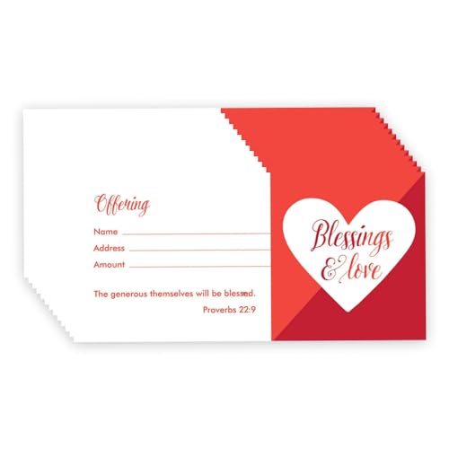 Church Offering Envelopes - Cash Envelopes For Tithes And Offering - Blessings & Love (NIV Scripture) - Pack of 100 - Swanson Christian Products