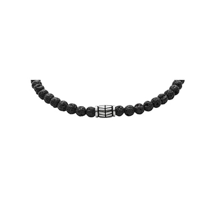 Fossil Men's Beaded Bracelet - color: Black Lava