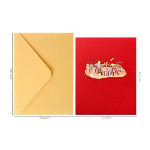 3D Pop Up Interesting Cards for men - Nativity of Jesus Greeting Card - color: Desert Town