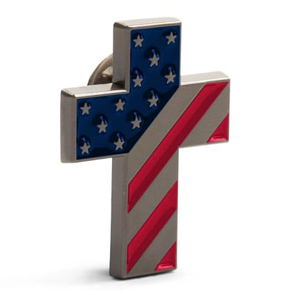 Great 1 American Flag Christian Cross Lapel Pin - color: Traditional-Metal