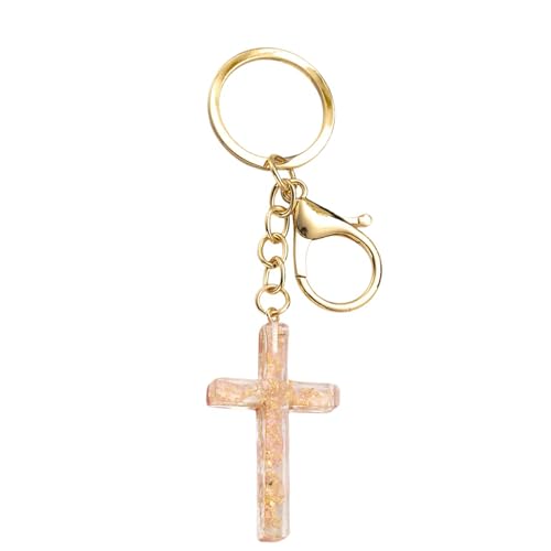 Cross Keychain,Jesus Key Chain Christian Gifts for Women, Religious Bag Charms for Purse Handbags Backpacks - color: Light Pink