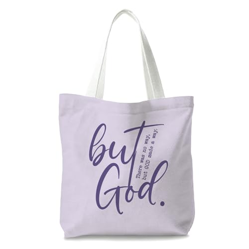Bible Tote Bags Cute Christian Preppy Canvas Tote Bag Christian Gifts for Women Reusable Shopping Bags(Parent) - color: But God-2