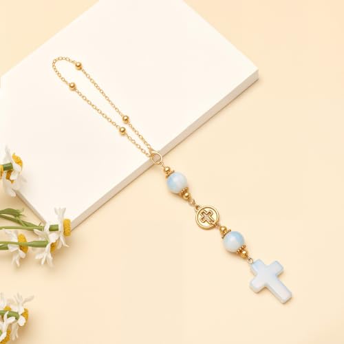 Opalite Cross Car Hanging Ornament Gift Box for Rear View Mirror - color: Opalite