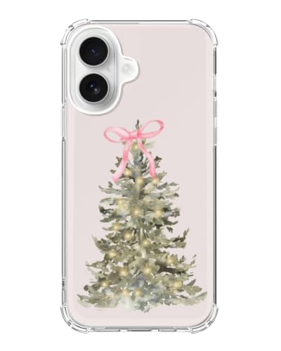 Coquette Christmas Tree Pink Bow Phone Case Compatible with iPhone 17, Winter Festive Phone Cover for iPhone 17 - color: Christmas Tree