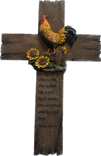 Pine Ridge Chicken Cross - Wall Hanging Cross, Hanging Home, Spiritual Decor For Wall, Wildlife Decorations For Home Cabin, Chicken Decor