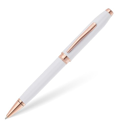 Cross Foundry Pearl White Rose Gold Ballpoint Pen, Medium Point, Black Ink