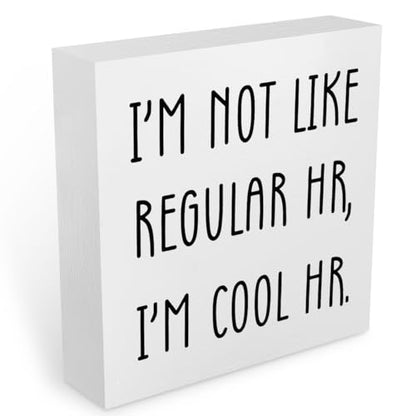 Funny Human Resources Office Supplies Desk Decor White Wooden Box Sign - color: White0394