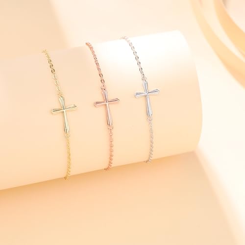GAVU 925 Sterling Silver Small Cross Charm Bracelet for Women - color: Silver