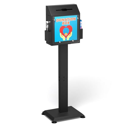 POCHAR Metal Donation Box for Fundraising - Suggestion Box with Stand, Lock
