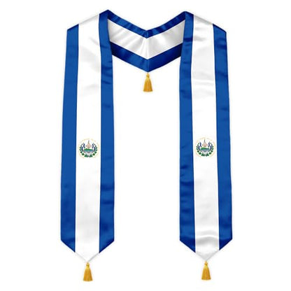 Class of 2026 Graduation Stole Flag Sash with Gold Tassels 72 Inch for High School College University Ceremony - color: El Salvador 2