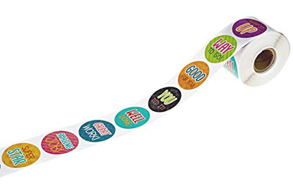 Bright Teacher Message Stickers / 500 Inspirational Labels / 8 Motivational Classroom Homework Lesson Designs / 1.5" Small Reward Sticker/Made in The USA - color: Bright Teacher Message