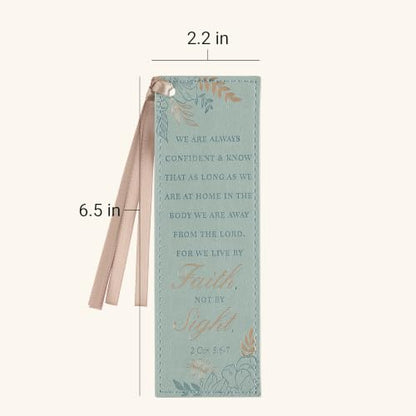 Christian Art Gifts Faux Leather Floral Bookmark for Women: Walk by Faith