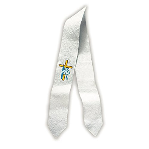 Catholic Brands Baptismal Felt Stole with Cross and Shell Design - size: Childrens