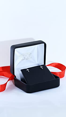 Dazzlingrock Round White Natural Diamond Charm Cross Stud Earrings - style: Screw Back