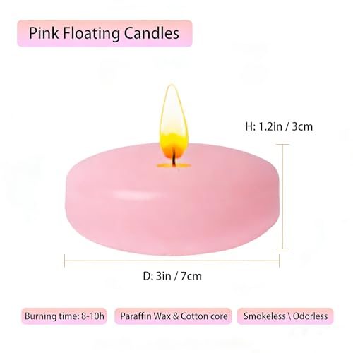 Pink Floating Candles 3 inch 12 Pack - color: Pink, size: D：3 in